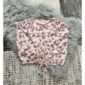 SIAOMIMI Girls Cinch Waist Pink Leopard Cat‎ Top Size 14Y ($86)